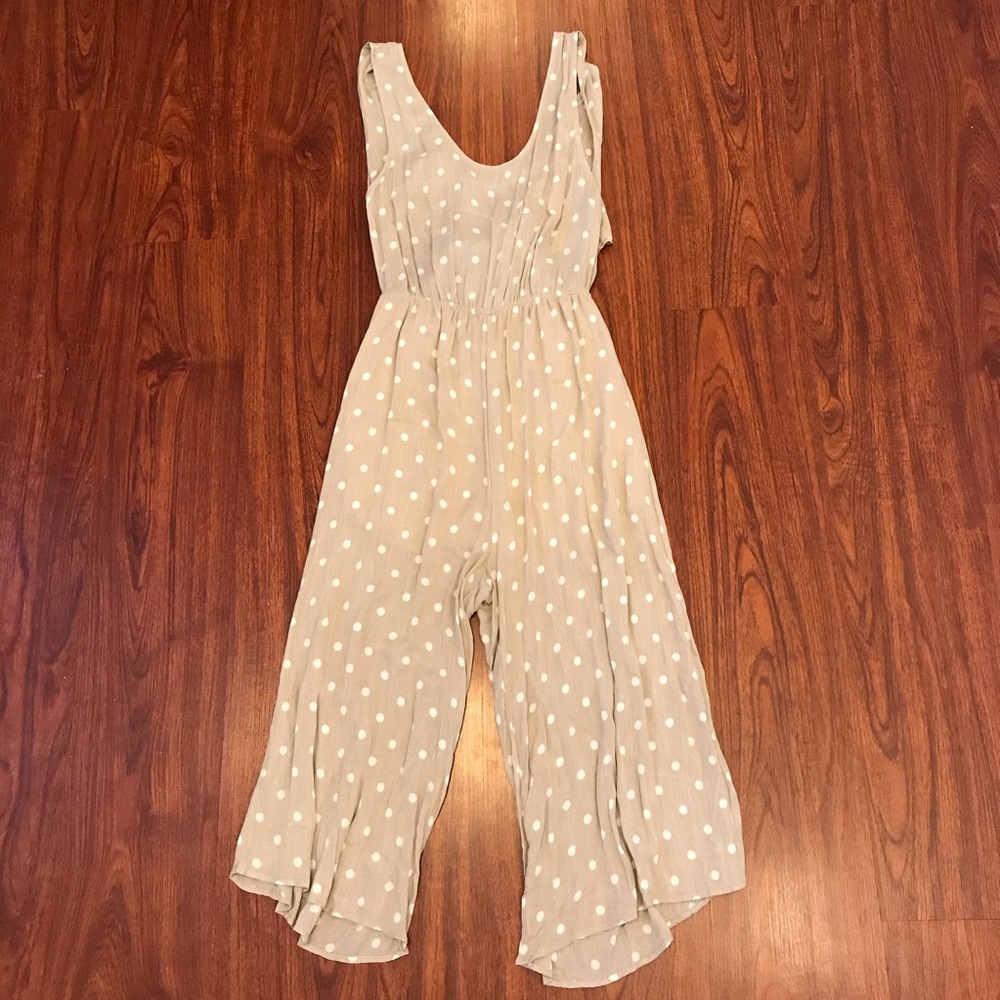 MORNING LAVENDER | Beige Polka Dot Jumpsuit